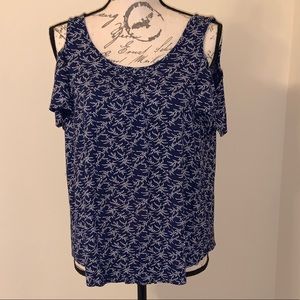 Lucky brand cold shoulder blue button blouse